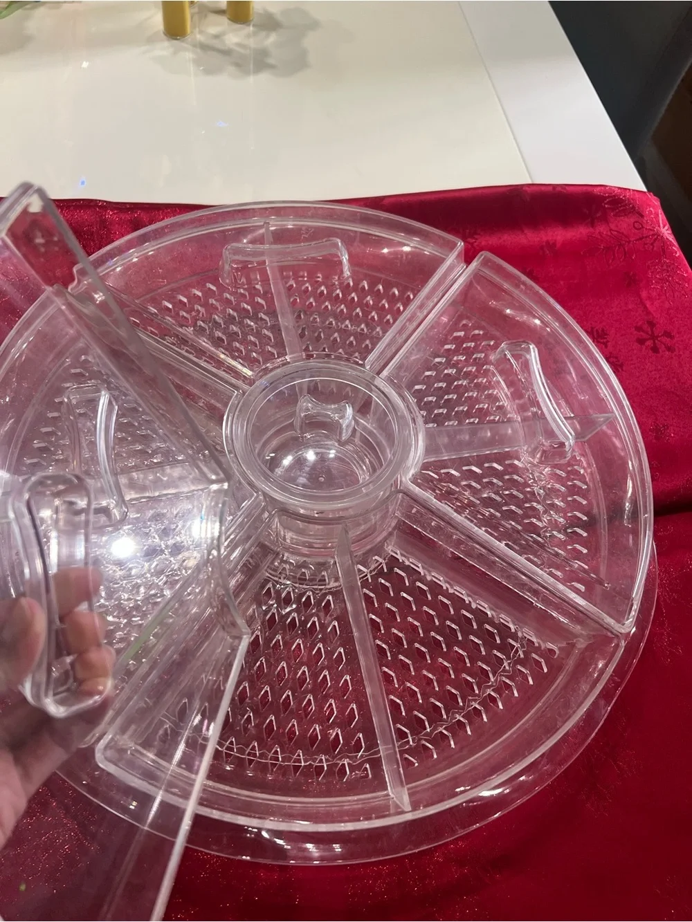 Clear Plastic 6-Compartment Party Serving Tray - Unbranded